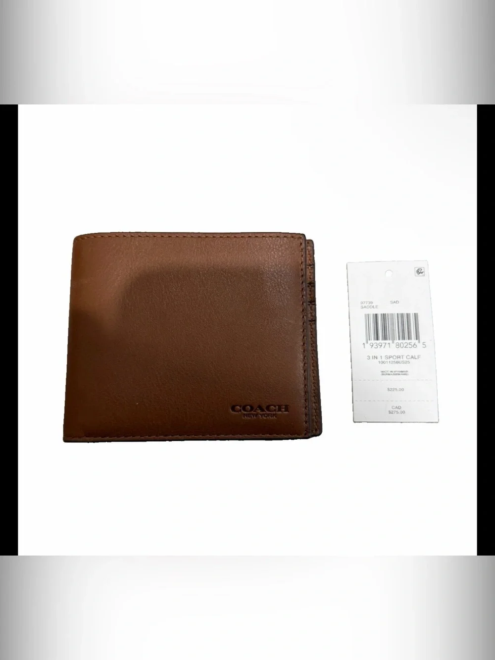 Coach Mens Saddle 3-in-1 Sport Calf Leather Wallet NWT